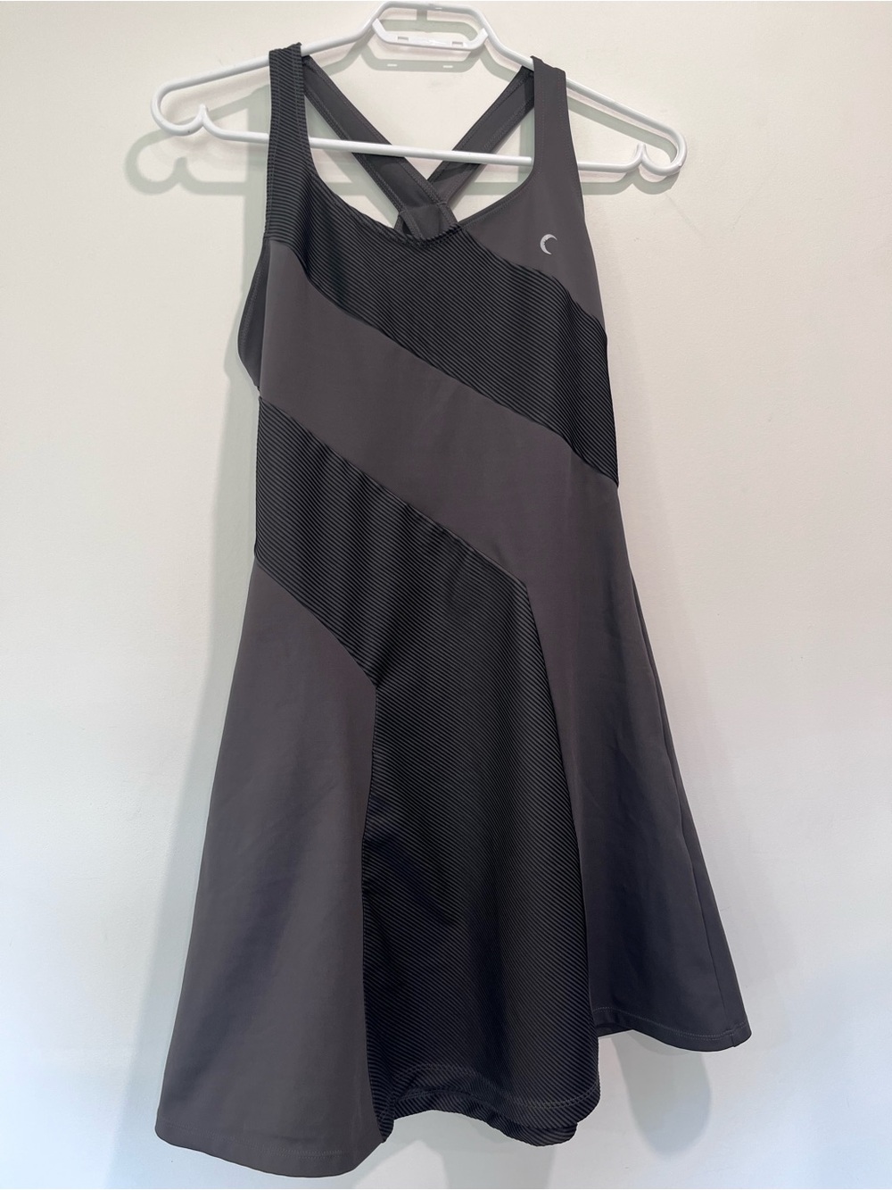 ZYIA Gray and Charcoal Crossback Athletic Dress Asymmetrical Tempo Size M Tennis